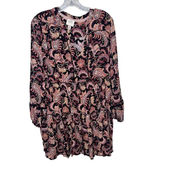 Knox Rose Size M Boho Paisley Peasant DressLsong Sleeve Rayon - Picture 1 of 7